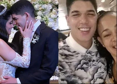 A esquerda Zé Vaqueiro e esposa, a direita o cantor abraçado com sua mãe