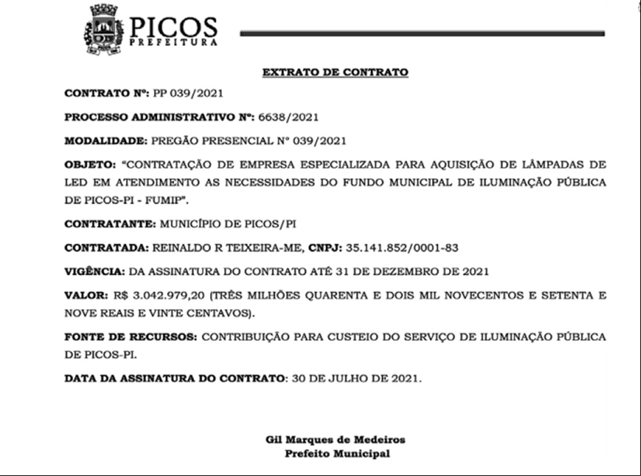 Prefeito Gil Paraibano gasta mais de R$ 3 milhões em lâmpadas de led
