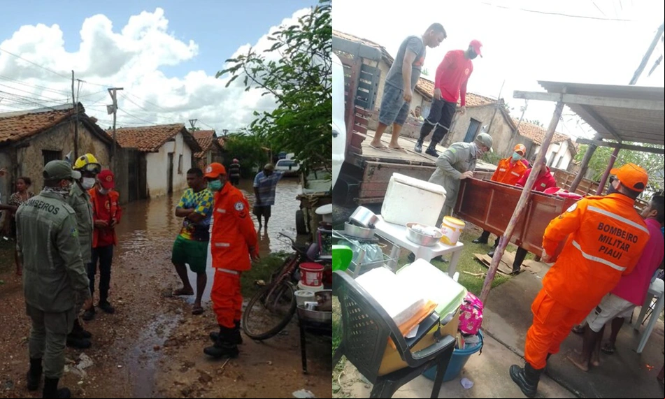 Corpo de Bombeiros atua no atendimento a áreas afetadas pela chuva em Teresina