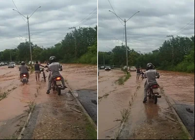 Forte chuva causa transtornos a motoristas na Avenida Kennedy