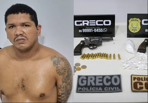 Edinho e materiais apreendidos pelo GRECO