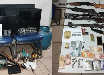 Armas, drogas e objetos roubados apreendidos