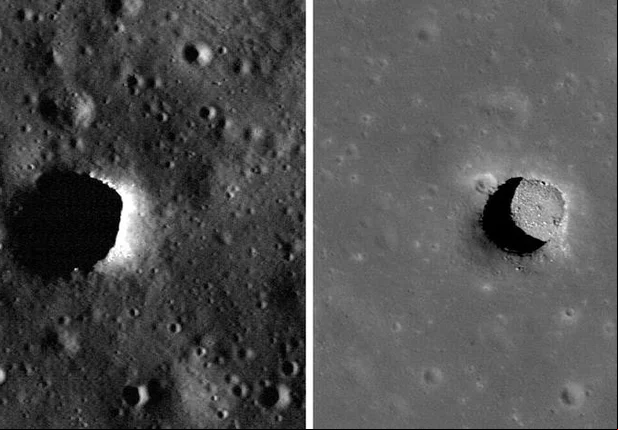 Poço de Marius Hill fotografado pela Lunar Reconnaissance Orbiter Camera