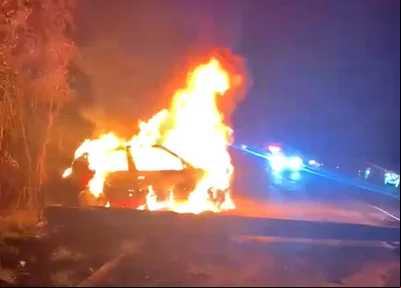 Motorista tem 75% do corpo queimado após carro pegar fogo em Teresina