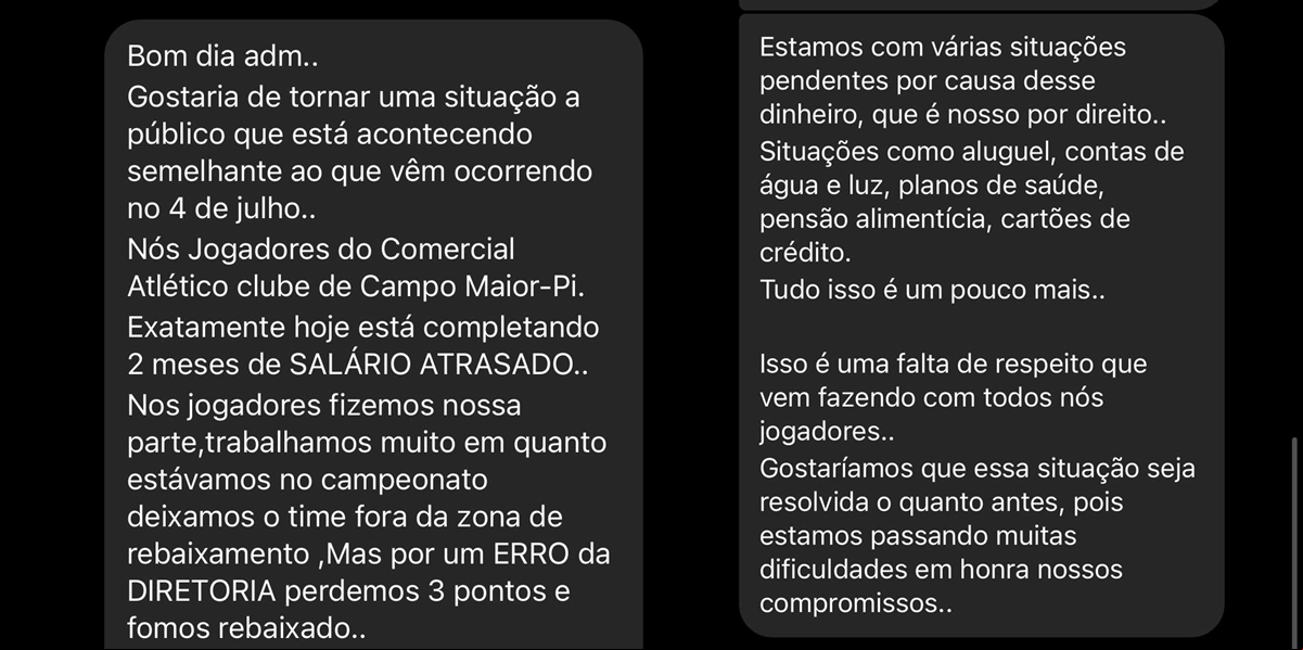 Jogadores do Comercial relatam atraso no pagamento de salários