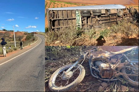 Colisão entre caminhão e moto deixa homem morto na BR 407 em Acauã