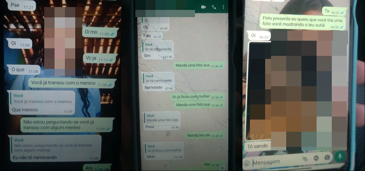 Conversas de cunho sexual que o pedófilo manteve com as vítimas