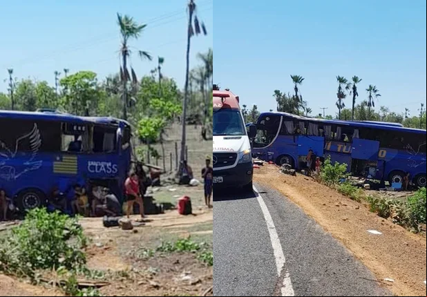 Ônibus tombou na PI 114