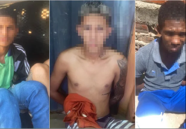 Trio preso pela Polícia Militar no bairro Santo Antônio