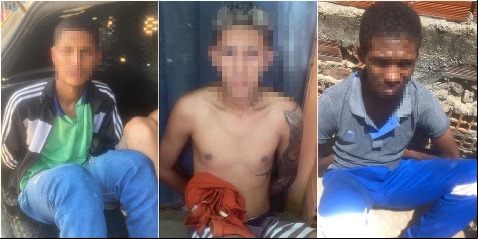 Trio preso pela Polícia Militar no bairro Santo Antônio