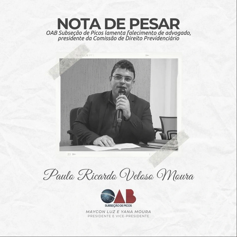 Nota de pesar divulgada pela OAB de Picos