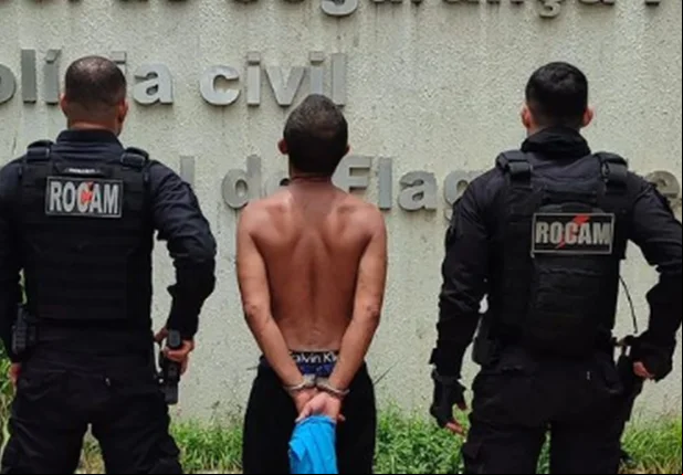 Prisão feita pelos policiais da ROCAM de um foragido da Justiça do Piauí
