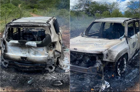 Carro, modelo Jeep Renegade, foi incendiado com os corpos dentro
