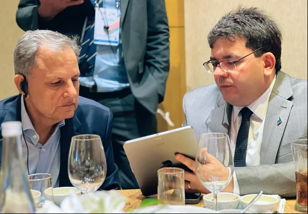 Governador Rafael Fonteles em reunião com Sagar Kaushik, da multinacional UPL