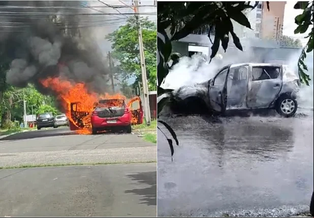 Carro pegou fogo na zona leste de Teresina