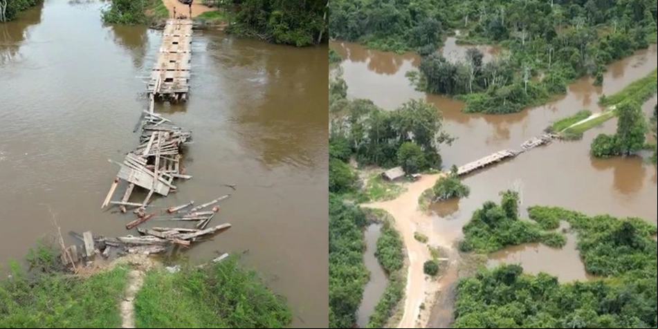 Ponte destruída pela PF no Pará