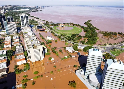 Cidade de Porto Alegre alagada