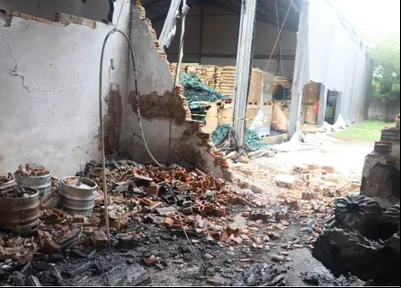 Área de estoque da Ambev incendiada