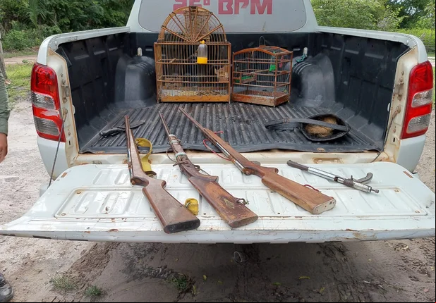 Armas de fogo e armas apreendidas em São João do Arraial