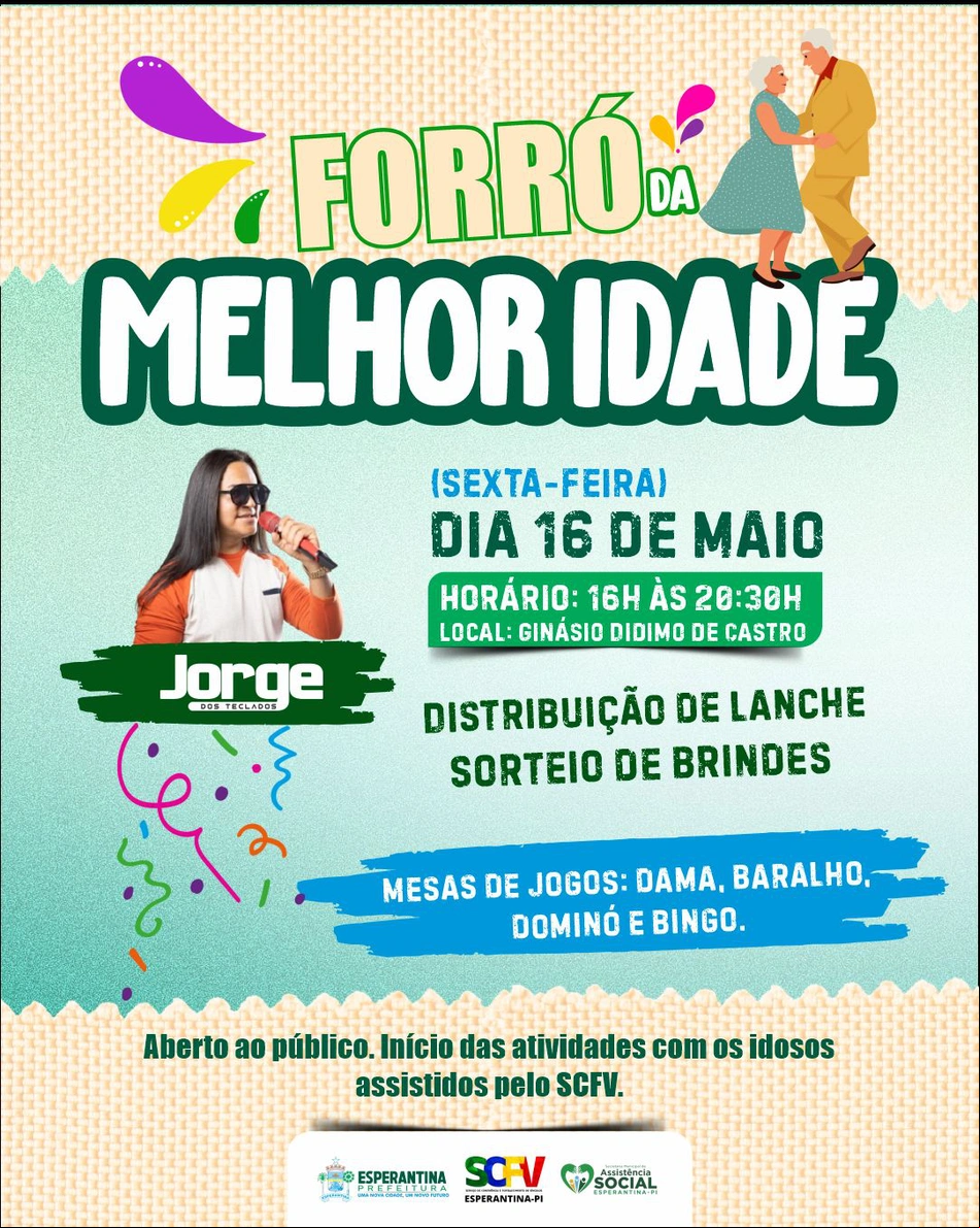 Forró da Melhor Idade será realizado nesta sexta-feira em Esperantina