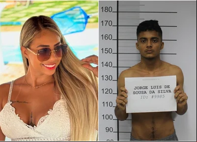 Letícia Ellen e o ex-namorado, Jorge Luís, preso após agredi-la