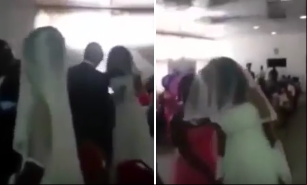 Mulher estava com o mesmo vestido da noiva