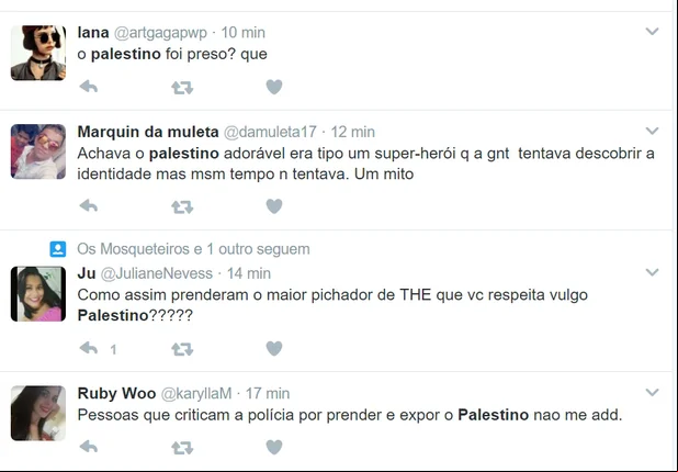 Apoio a Palestino no Twitter