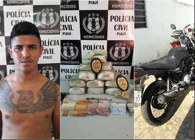 Preso com material e moto apreendidos