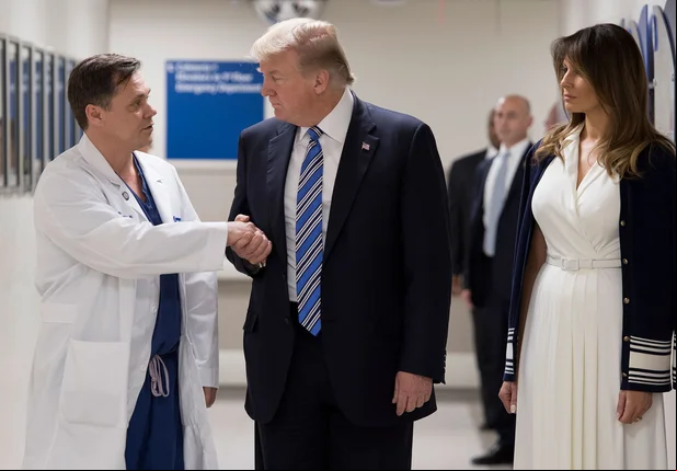 Donald Trump e Melania Trump visitam vítimas de ataque a escola na Flórida