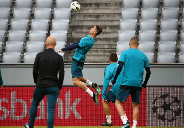 Cristiano Ronaldo durante treino do Real Madrid