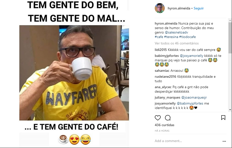 Hyran Almeida publica seus memes nas redes sociais
