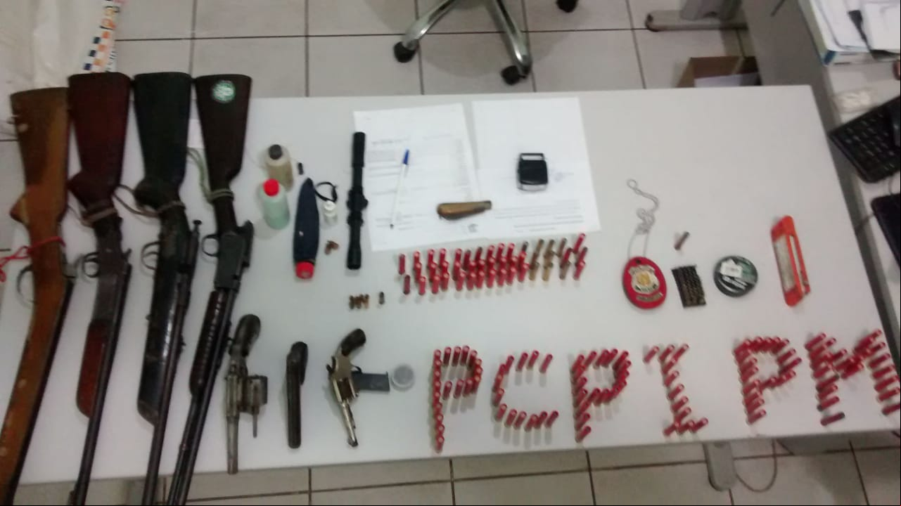 Armas e munições apreendidas pela polícia