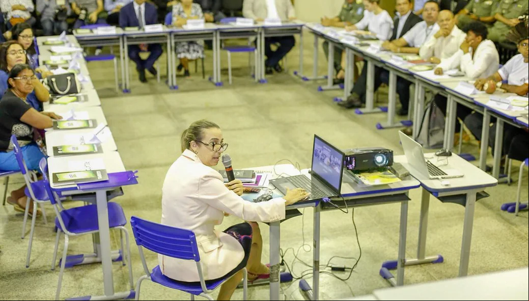 Delegada Eugênia Villa palestra durante reunião Ordinária do Conselho Estadual de Segurança Pública