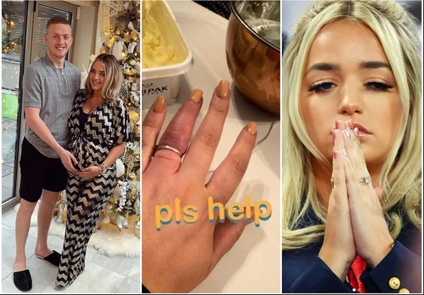 Megan estava com os dedos inchados devido a gravidez
