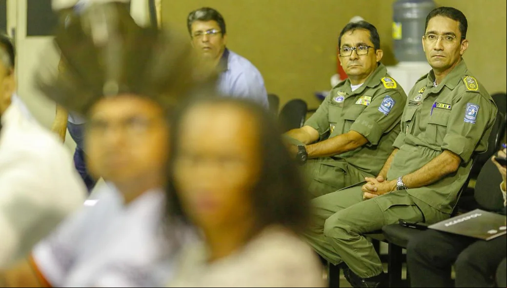 Policiais militares na reunião Ordinária do Conselho Estadual de Segurança Pública