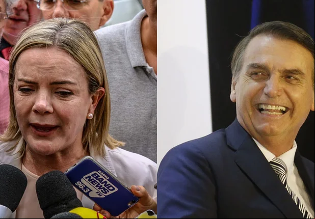 Gleisi Hoffmann e Jair Bolsonaro