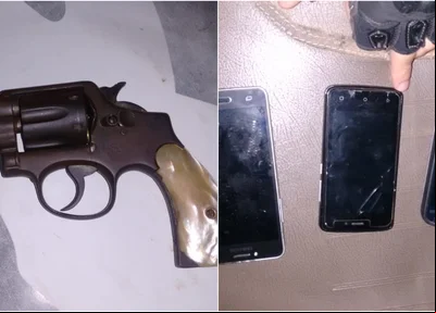 Produtos roubados e arma 