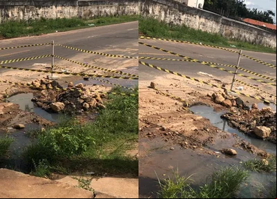 Vazamento em via pública na zona norte
