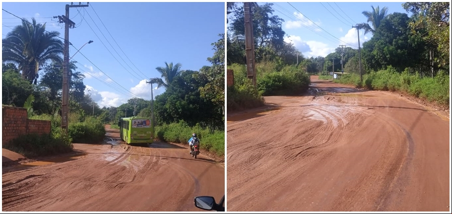A rua não é asfaltada 