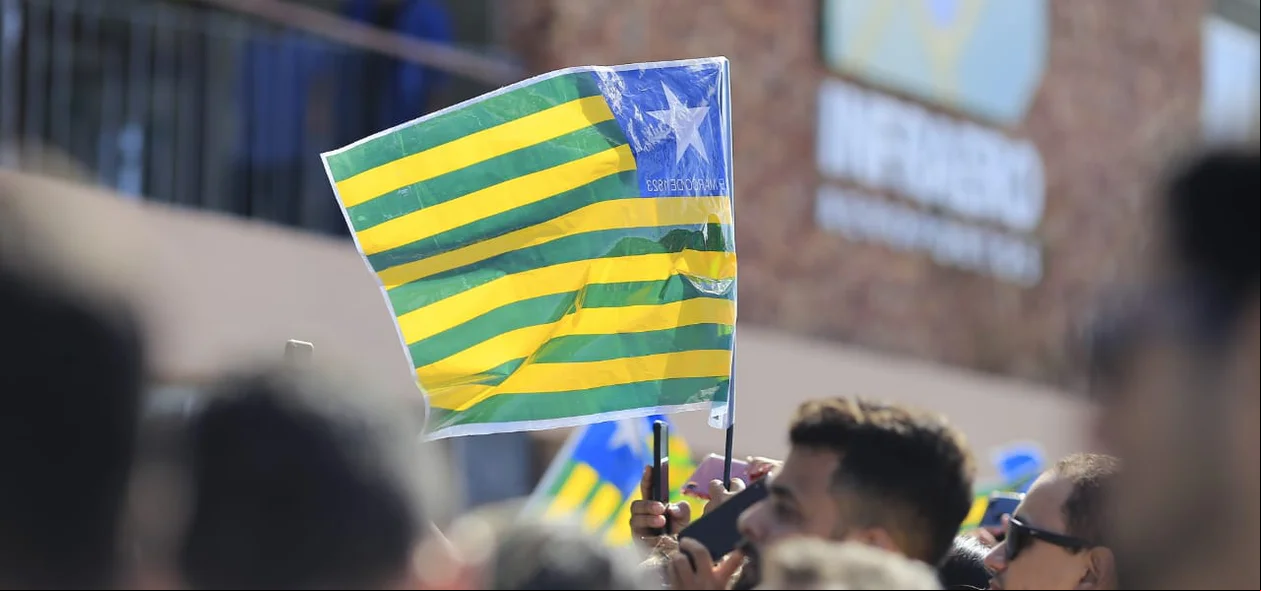 Bandeira do Piauí no meio da multidão 