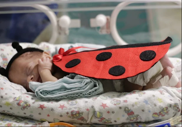 Bebês da UTI do Hospital Tibério Nunes ganham ensaio de Carnaval