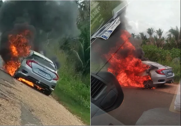 Honda Civic pegou fogo na PI 130