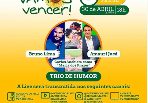 Trio de humor se apresenta em live