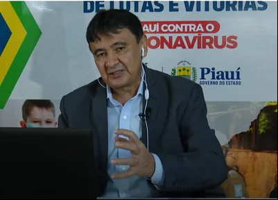 Wellington Dias durante videoconferência 