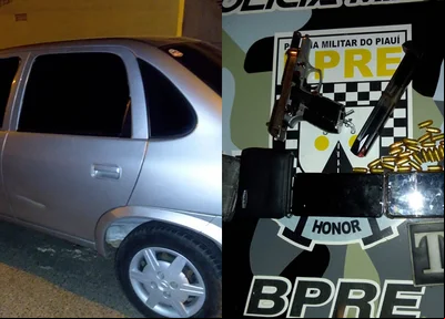 Carro e objetos apreendidos com o trio